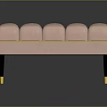 Pink Tufted Upholstered Ottoman With Gold Trim And Black Legs With Gold Accents
