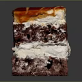 Delicious Layered Chocolate Cake With White Cream Filling And Red Caramel Topping