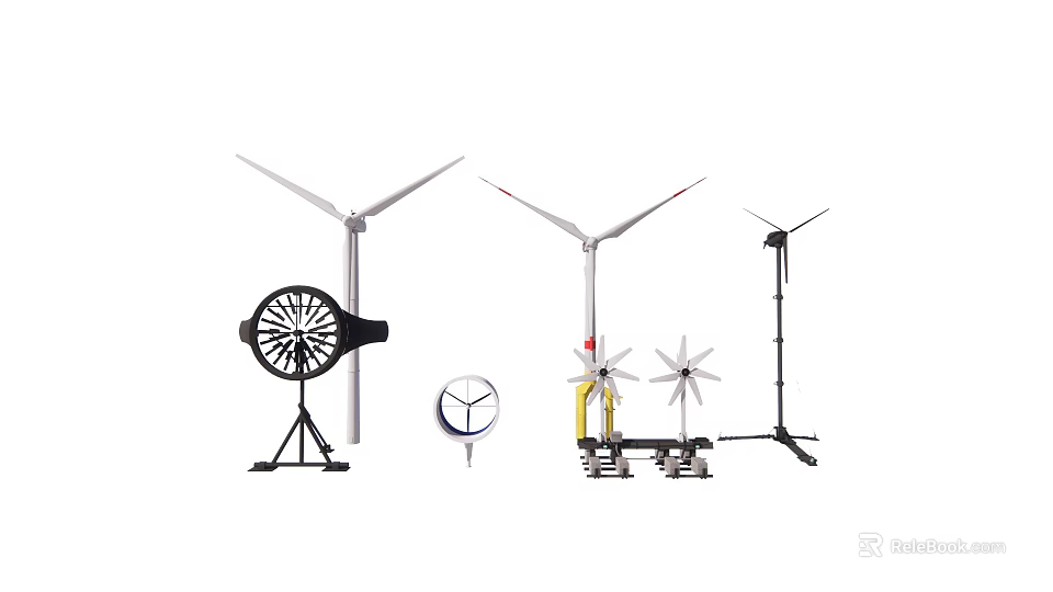 Industrial Wind Turbine Equipment Featuring Various Sizes Models For Renewable Energy 3d model 