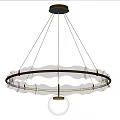 Modern Circular Chandelier with Transparent Glass Ball and Illuminated Metal Frame for Interior Decoration