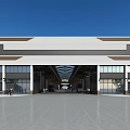 Modern Industrial Factory Building With Large Windows Spacious Parking And Delivery Trucks