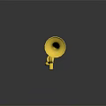 Golden Brass Trumpet Instrument with Shiny Surface and Reflection on Dark Background