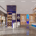 Modern Liquor Store Interior Design With Wine Bottles Display Shelves And Blue Decor