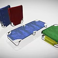 Colorful Folding Lounge Chairs With Fabric Seats And Metal Frames In Blue Red Green Yellow