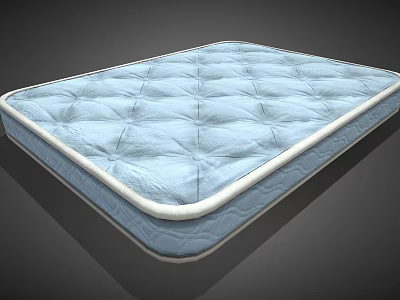 Light Blue Mattress With Quilted Diamond Pattern And White Trim Design 3d model