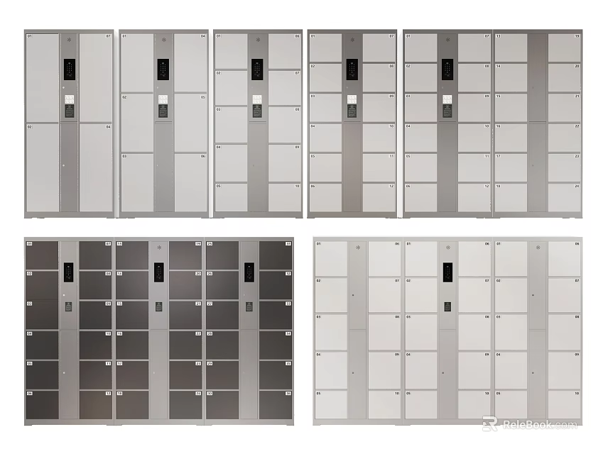 Modern Lockers In Various Colors With Functional Storage Designs 3d model