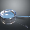 Shiny Stainless Steel Frying Pan With Long Handle For Kitchen Cooking Use