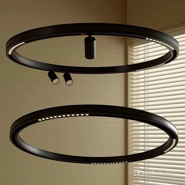 Modern Interior Design With Circular Ceiling Mounted Downlights and Spotlights 3d model 