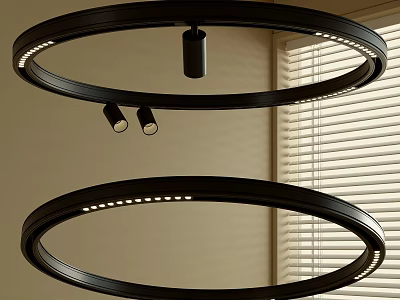 Modern Interior Design With Circular Ceiling Mounted Downlights and Spotlights 3d model