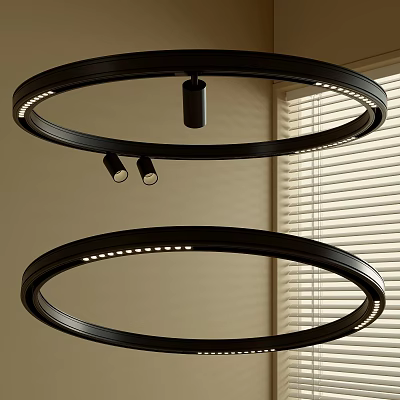 Modern Interior Design With Circular Ceiling Mounted Downlights and Spotlights 3d model