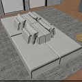 Light Gray Sectional Sofa With Decorative Pillows On Gray Area Rug In Modern Living Room
