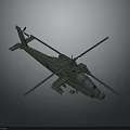 Detailed 3D Green Helicopter Model Supporting Aerospace Mission Operations With Rotors