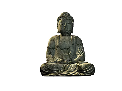 Ancient Stone Buddha Sculpture With Sitting Posture And Carved Details 3d model