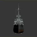 Detailed Warship Model With Gray Hull Brown Bottom And Naval Superstructure 3d model