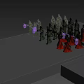 Game And Movie Characters In Green Red Costumes Holding Drums Arranged In Formation Performing Ritual