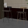 Modern Bar Stools With Metal Frame Transparent Seat Grid Wall And Cabinet Interior 3d model