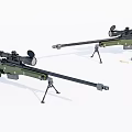 Military Sniper Rifles With Scopes Tripods And Accessories On White Background