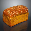 Golden Brown Rectangular Whole Wheat Bread with Sesame and Poppy Seeds on Dark Background