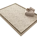 Beige Square Area Rug With Leaf Vine Pattern Brown Border And Beige Cushion