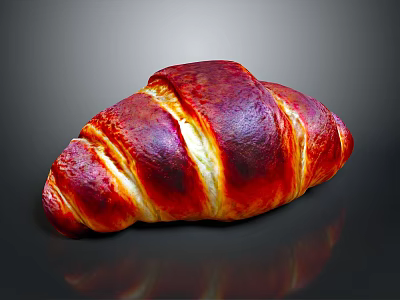 Freshly Baked Buttery Croissant With Golden Brown Flaky Layers And Shiny Crust 3d model