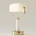 Modern Stylish Table Lamp With Gold Metal Frame White Lampshade And Cylindrical Base