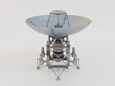 Parabolic Antenna Structure With Metal Support Frame And Mechanical Components 3d model