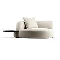 Modern Single Sofa With Beige Fabric Round Design And Side Table Cushion 3d model