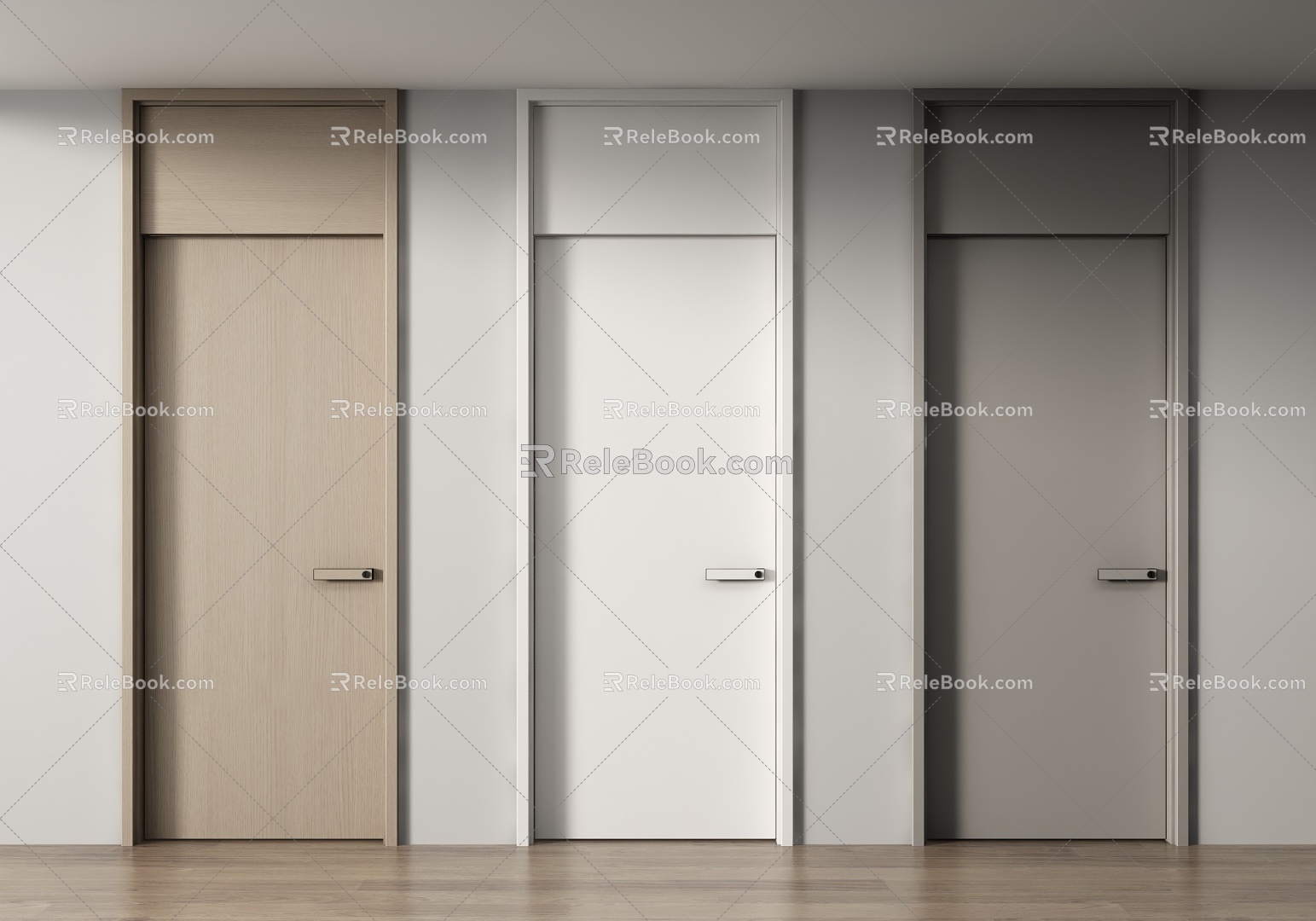 Modern Single Door Top Door Swing Door Bedroom Door Paint Door Solid Wooden Door Room Door 3d model