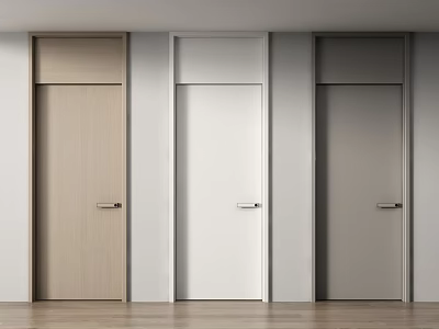Three Modern Hinged Doors With Various Colors And Wooden Texture For Interior 3d model