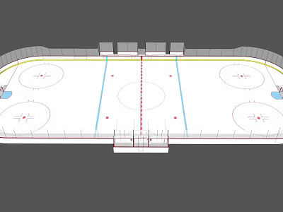 Standard Ice Hockey Rink Layout With Marked Lines Center Circle And Goal Areas 3d model