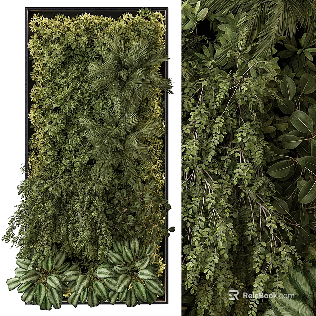 Lush Living Green Wall With Diverse Foliage And Fresh Greenery For Modern Indoor Decor 3d model 