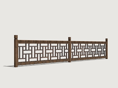 Wooden Railing Commercial Railing Handrail Wooden Fence 3d model