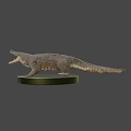 Game Movie Character Crocodile 3D Model With Green Base And Gray Background