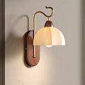 Modern Minimalist Brass and Wooden Wall Lamp with White Lampshade for Indoor Decor