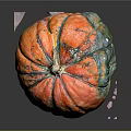 Vibrant Multi Colored Textured Pumpkin On Black Background With Reflective Surface