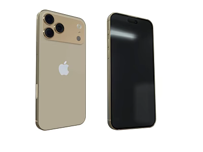 Gold iPhone Smartphone With Triple Camera Setup And Front 3d model