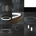 Modern Circular Metal Frame Pendant Lights And Floor Lamps Lighting Combinations