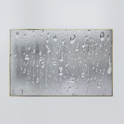 Modern Storage Cabinet With Glass Door And Raindrops On Golden Frame 3d model