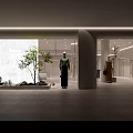 Modern Clothing Store Interior With Mannequins Clothing Displays Decorative Plants And Minimalist Design