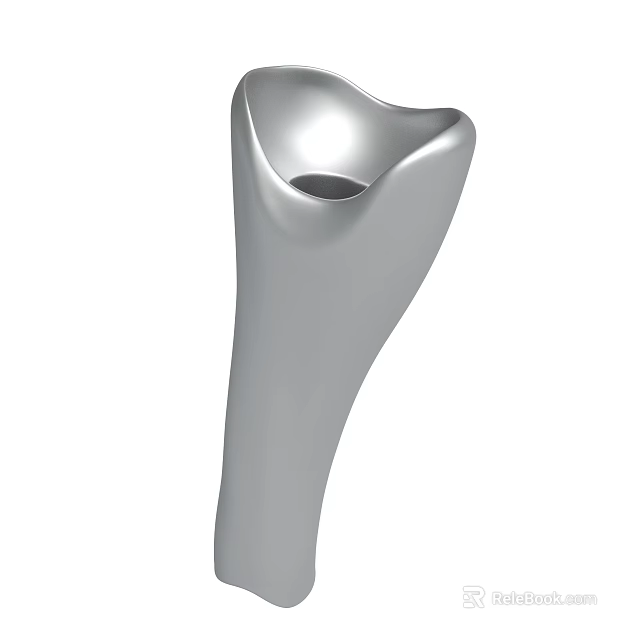 Silver Ergonomic Medical Prosthetic Component With Smooth Metallic Surface And Streamlined Design 3d model 