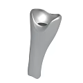 Silver Ergonomic Medical Prosthetic Component With Smooth Metallic Surface And Streamlined Design