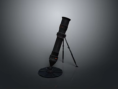 Sturdy Black Military Weapon with Tripod Stand and Cylindrical Body Design 3d model