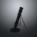 Sturdy Black Military Weapon with Tripod Stand and Cylindrical Body Design