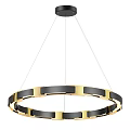 Modern Circular Pendant Light With Black And Gold Segmented Bands For Interior Lighting 3d model