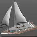 Modern Sailboat With White Sails Wooden Hull And Spacious Deck Design