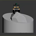 Rock Terrain Formation With Black Toy Off Road Vehicle On White Circular Platform