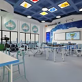 School Meteorology Classroom With Interactive Display Boards And Student Activity Setup 3d model