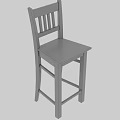 White Wooden Bar Stool With Slatted Back In Simple Modern Style 3d model