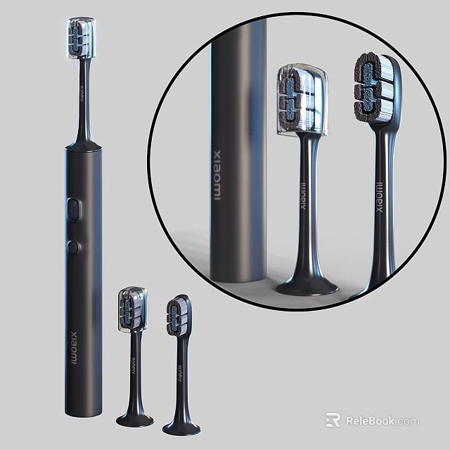 Modern Electric Toothbrush With Multiple Replacement Heads For Daily Oral Cleaning 3d model