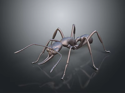 Detailed Metal Ant Sculpture with Intricate Carving and Realistic Design Features 3d model
